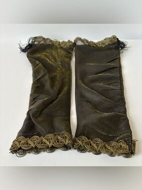 Handmade Sheer black gold  Wrist Warmers 11.5” long